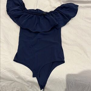 J. crew navy blue ruffle top bodysuit